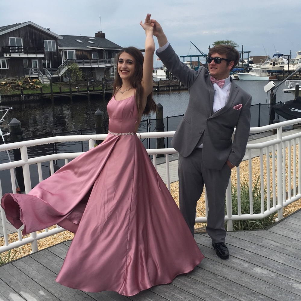 Sherri Hill Pink Prom Dress Satin Beaded Belt